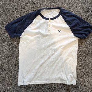 American Eagle Outfitters - White/Blue - Henley